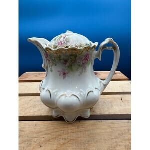 Antique M & Z Austria Moritz Zdekauer Hand Painted Teapot-Pink Roses